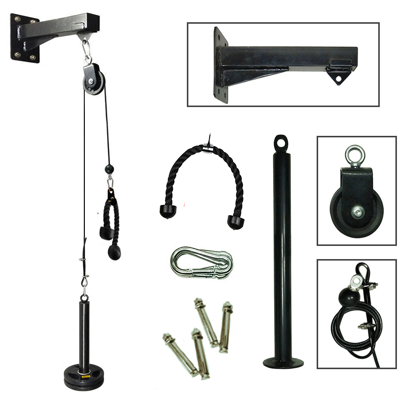 Home Gym Cable Pulley System - Gym Wall Mounted Fitness DIY Pulley