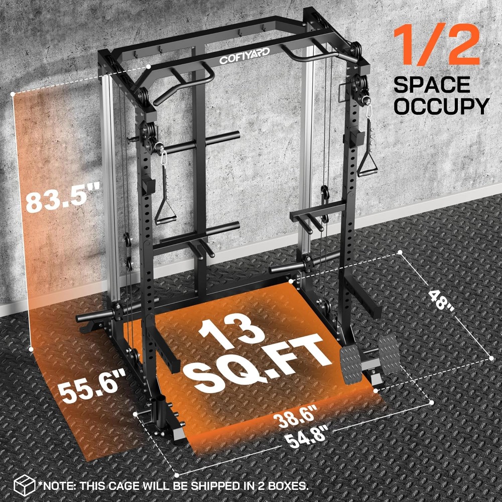 Home Gym Cable Pulley System - Multi Function Squat Power Cage Rack