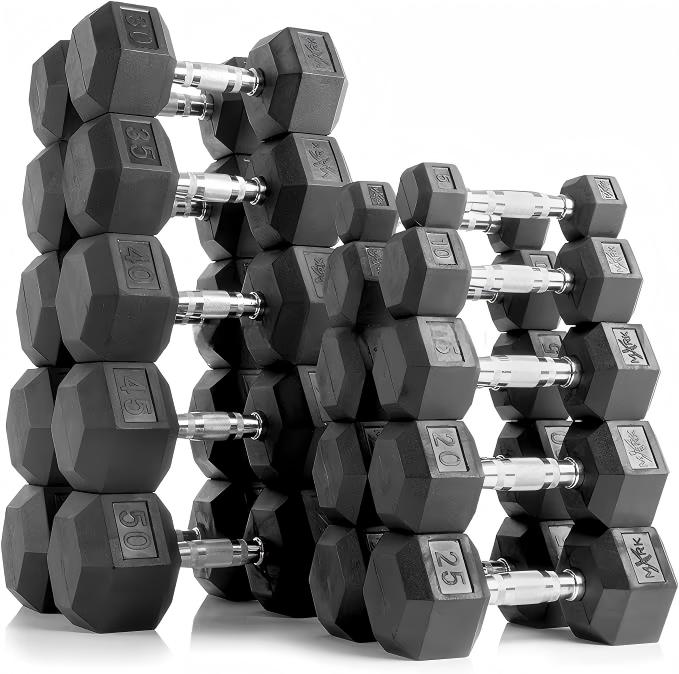 Hex Dumbbell Set - Premium Rubber Coated Hex Dumbbells 5LB-100LB
