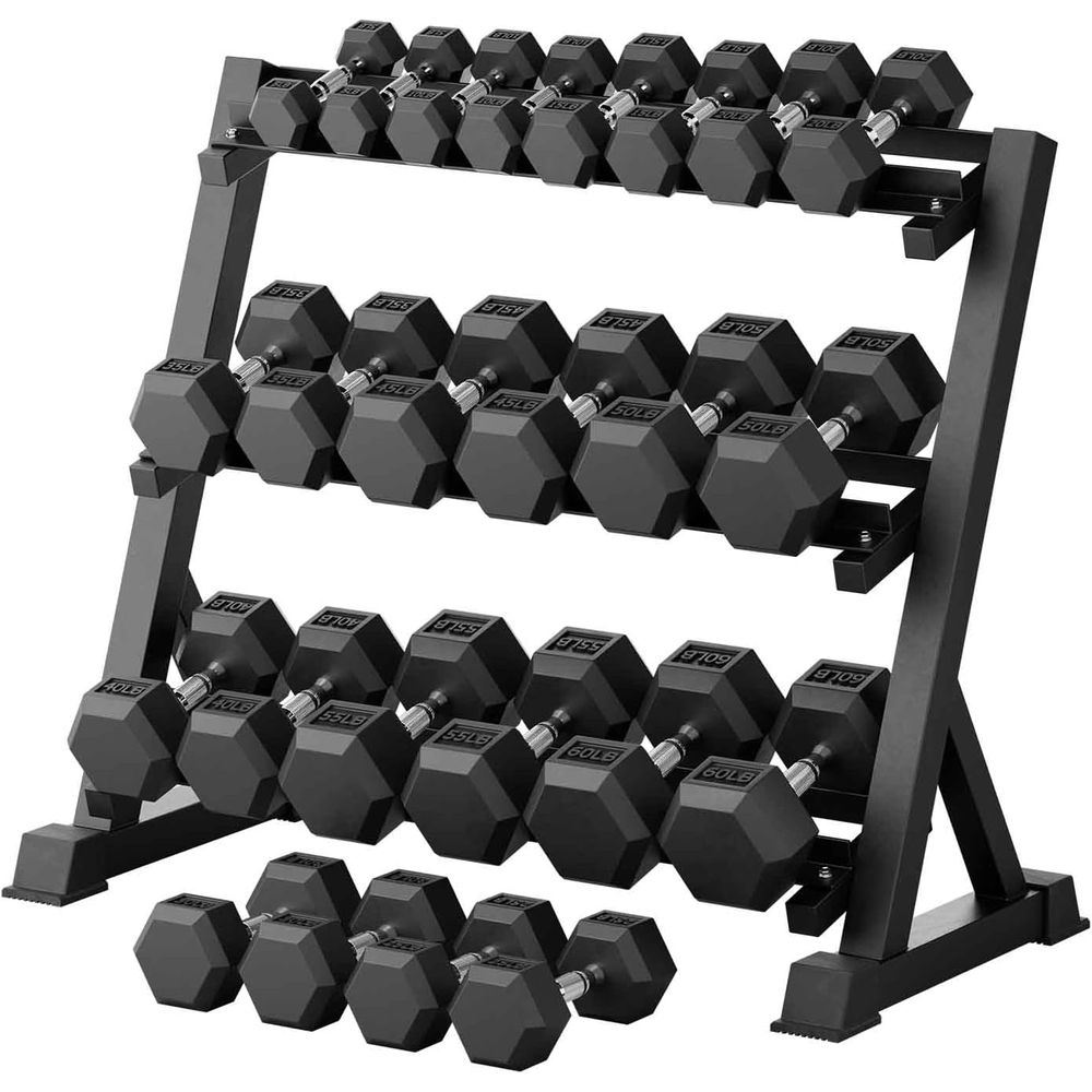 Hex Dumbbell Set - Hex Dumbbells Set with Rack, 5-780