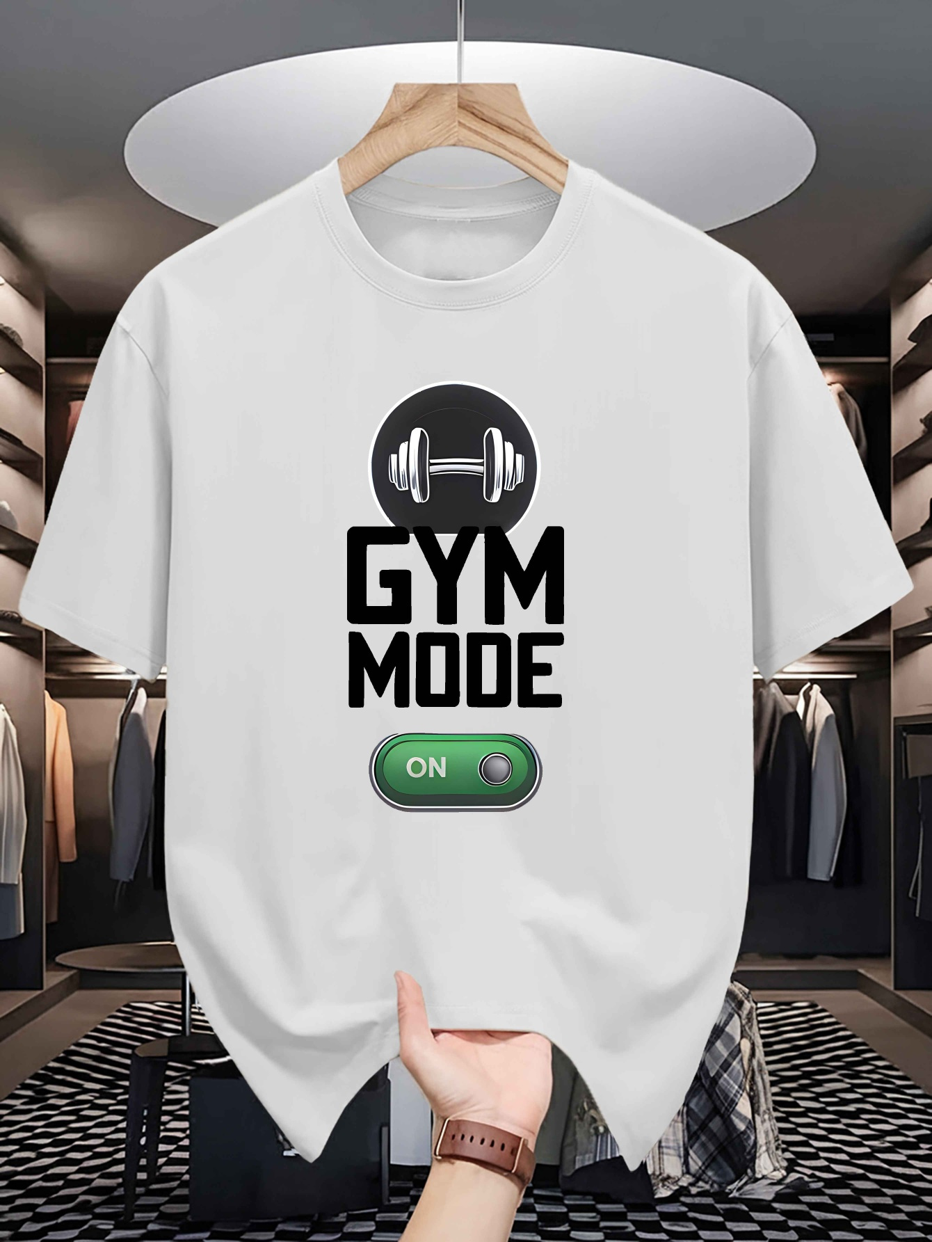 Home Gym China - Gym Mode On Dumbbell Graphic Mens
