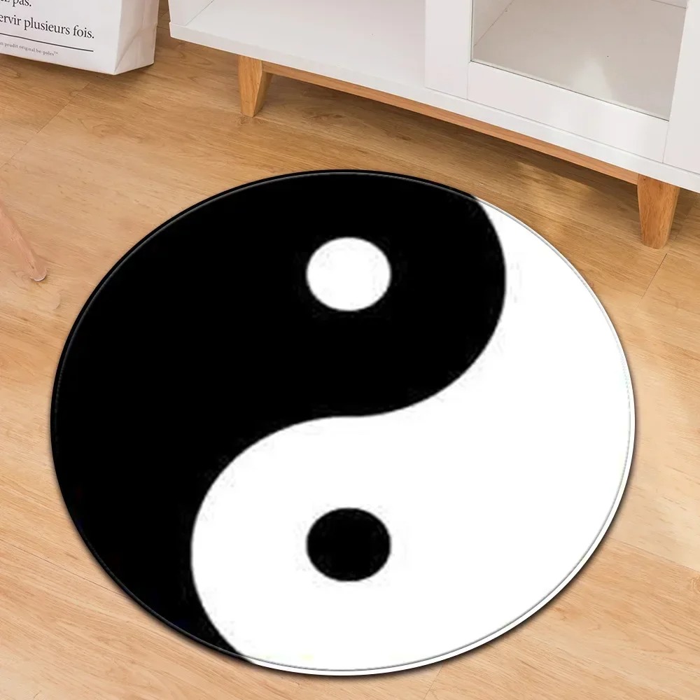 Home Gym Mma - Yin Yang Taiji Round Rug Flower