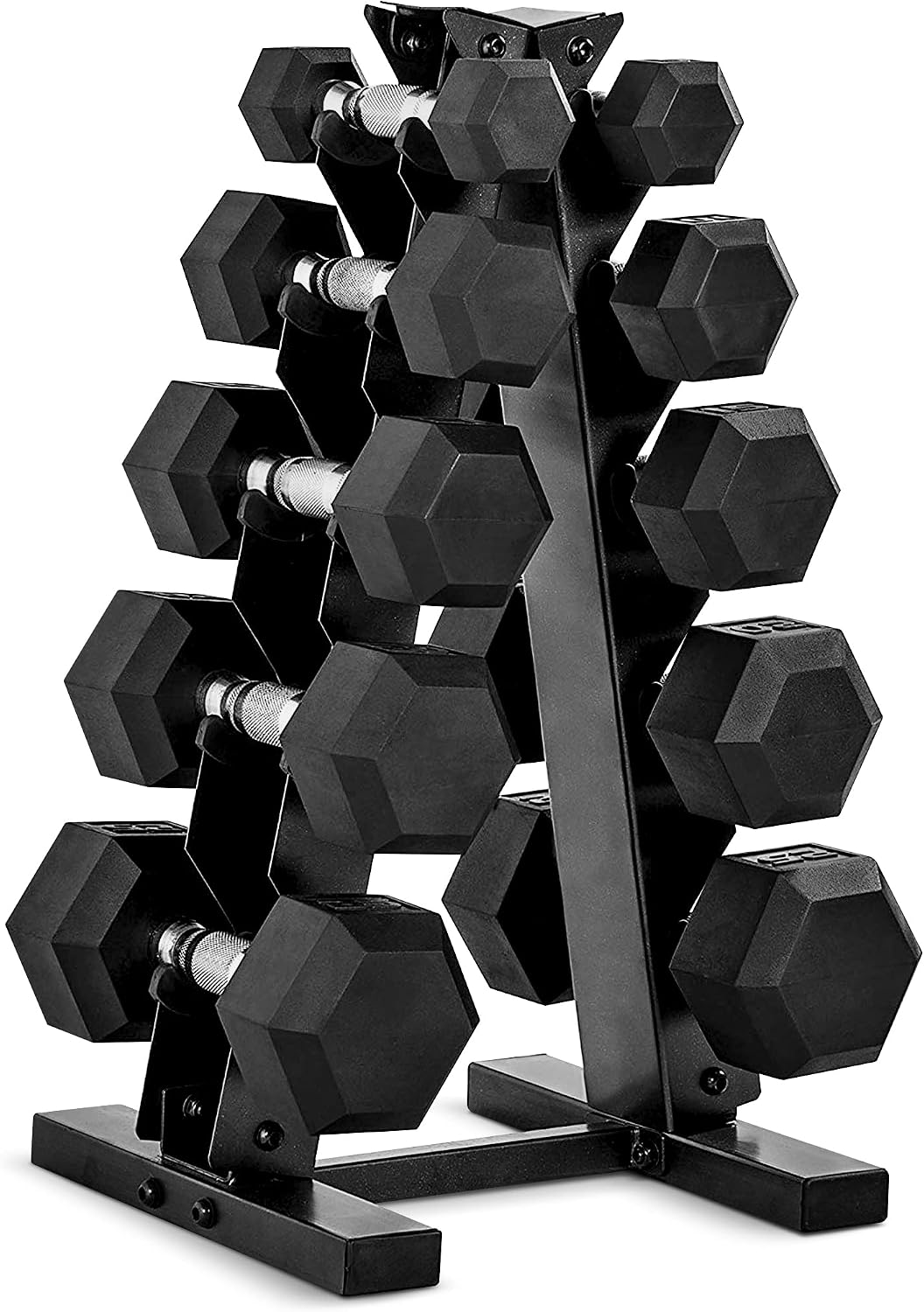 Hex Dumbbell Set - Rubber Coated Hex Dumbbell Set with