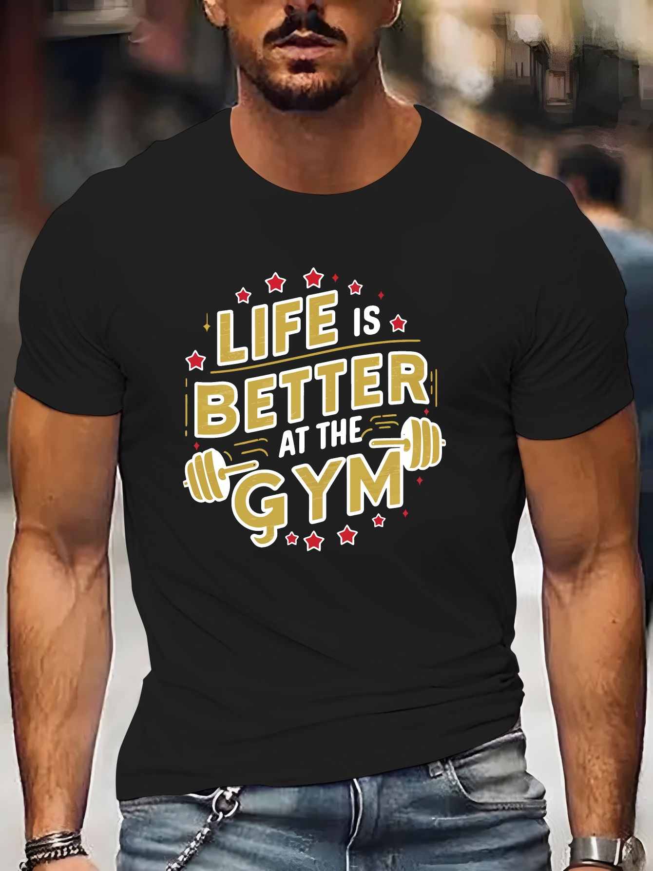 Home Gym China - Men Orange Tee Gym Fitness Dumbbell