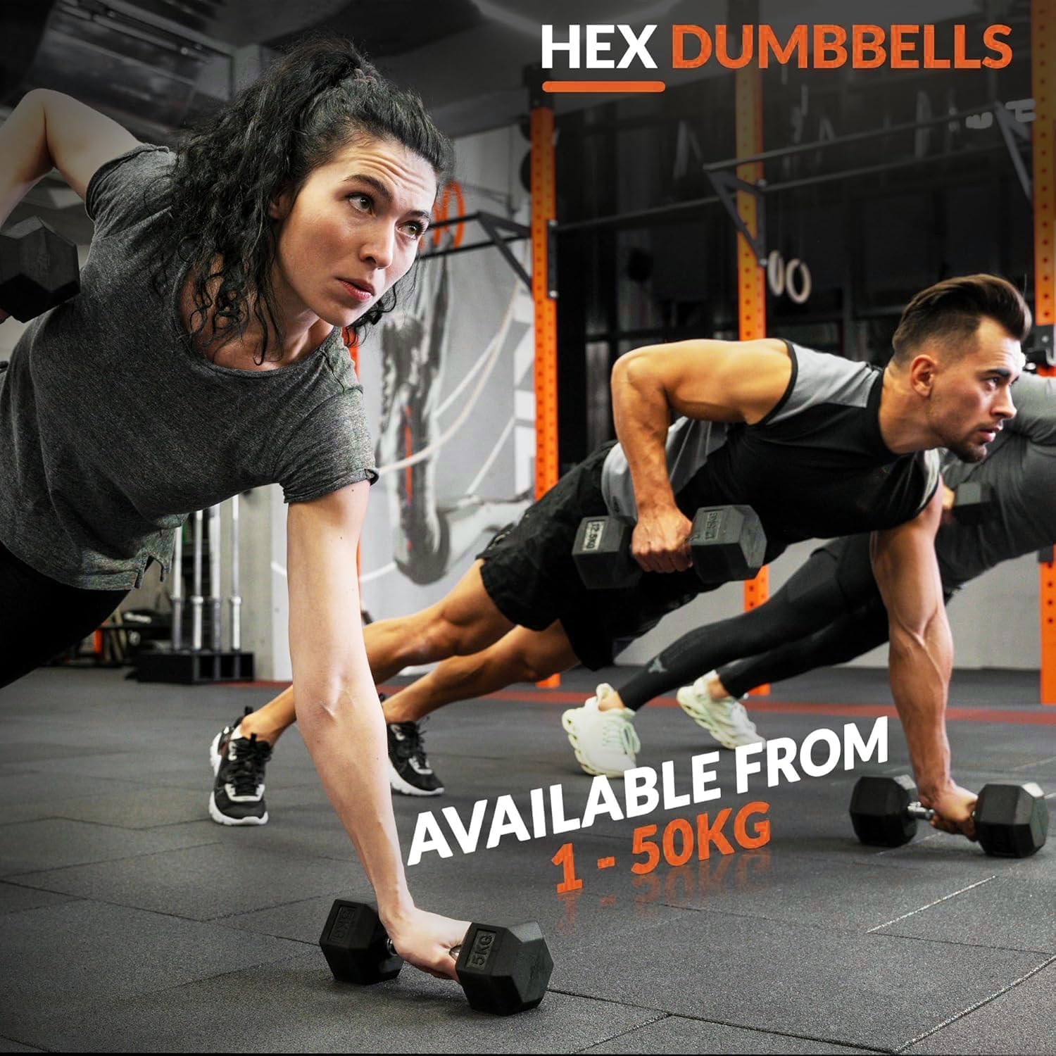 Rubber Hex Dumbbell, Multiple  - Hex Dumbbell Set review and price