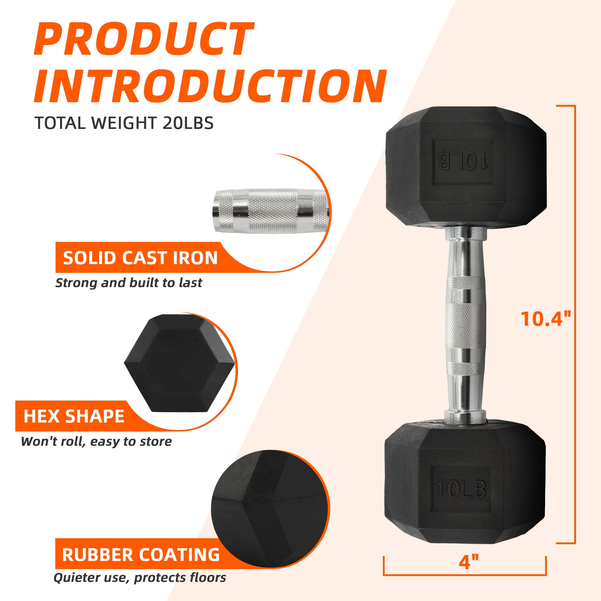 Rubber Coated Hex Dumbbell 10  - Home Gym Mma review and price