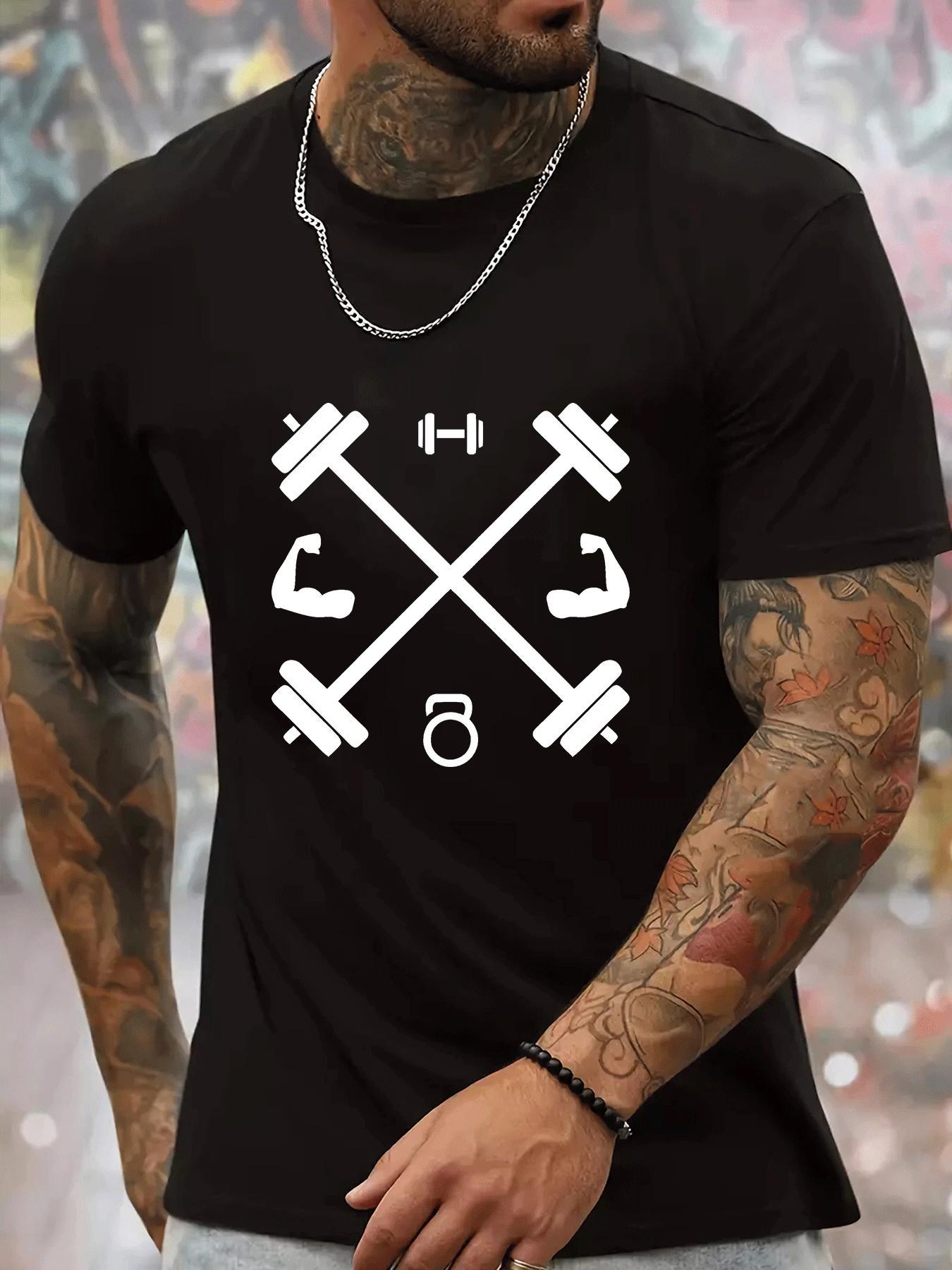 Mens Crew Neck T Shirt Crossed - Home Gym China review and price