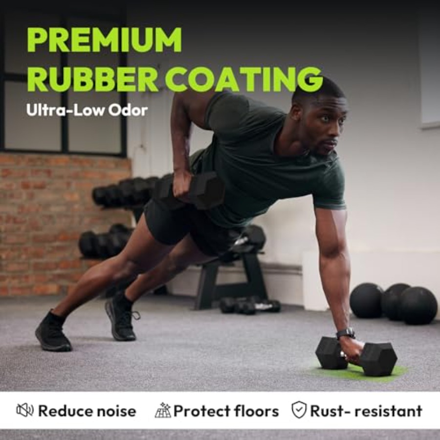 Rubber Coated Hex Dumbbell Set - Hex Dumbbell Set review and price