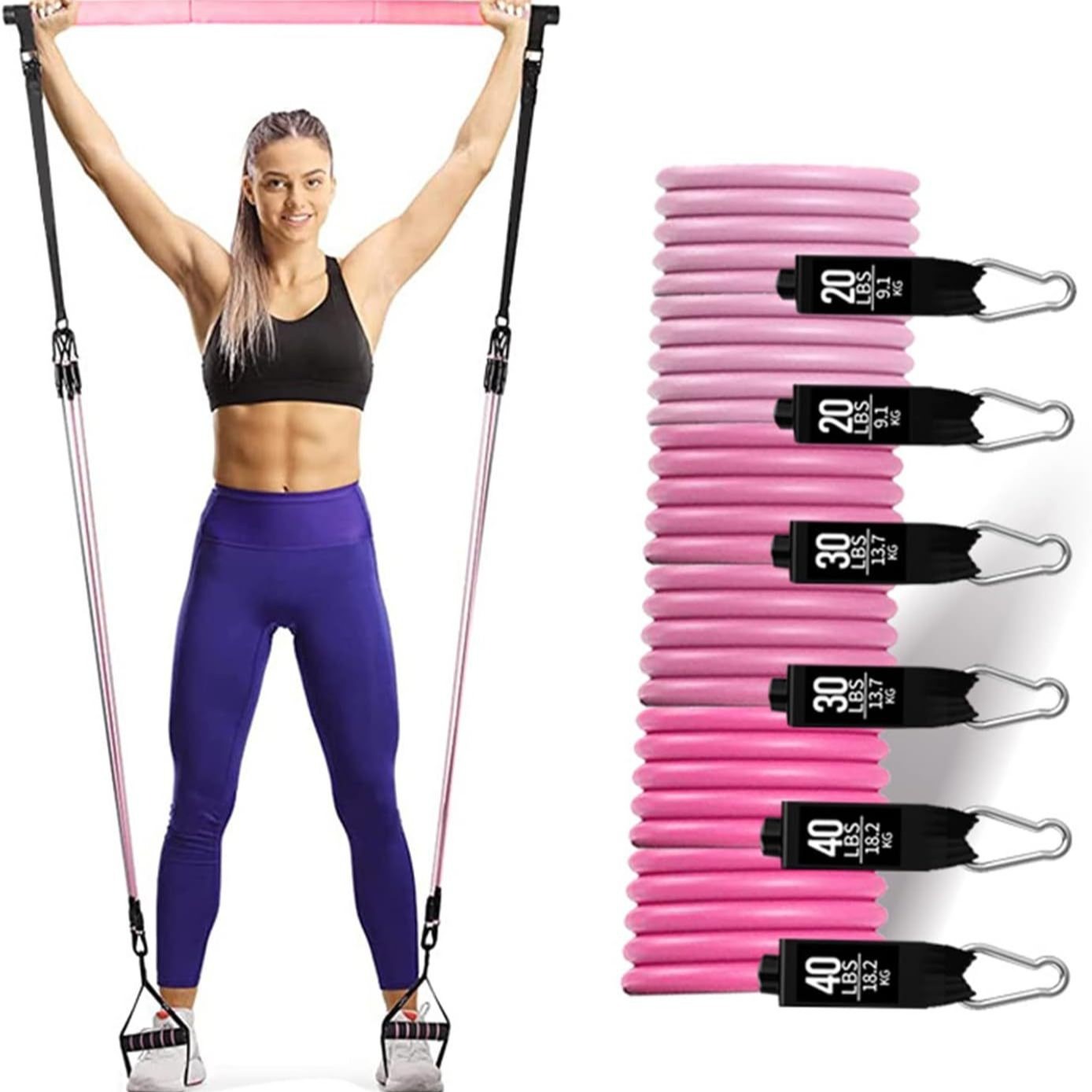 180lbs Resistance Bands with A - Home Gym Needs review and price