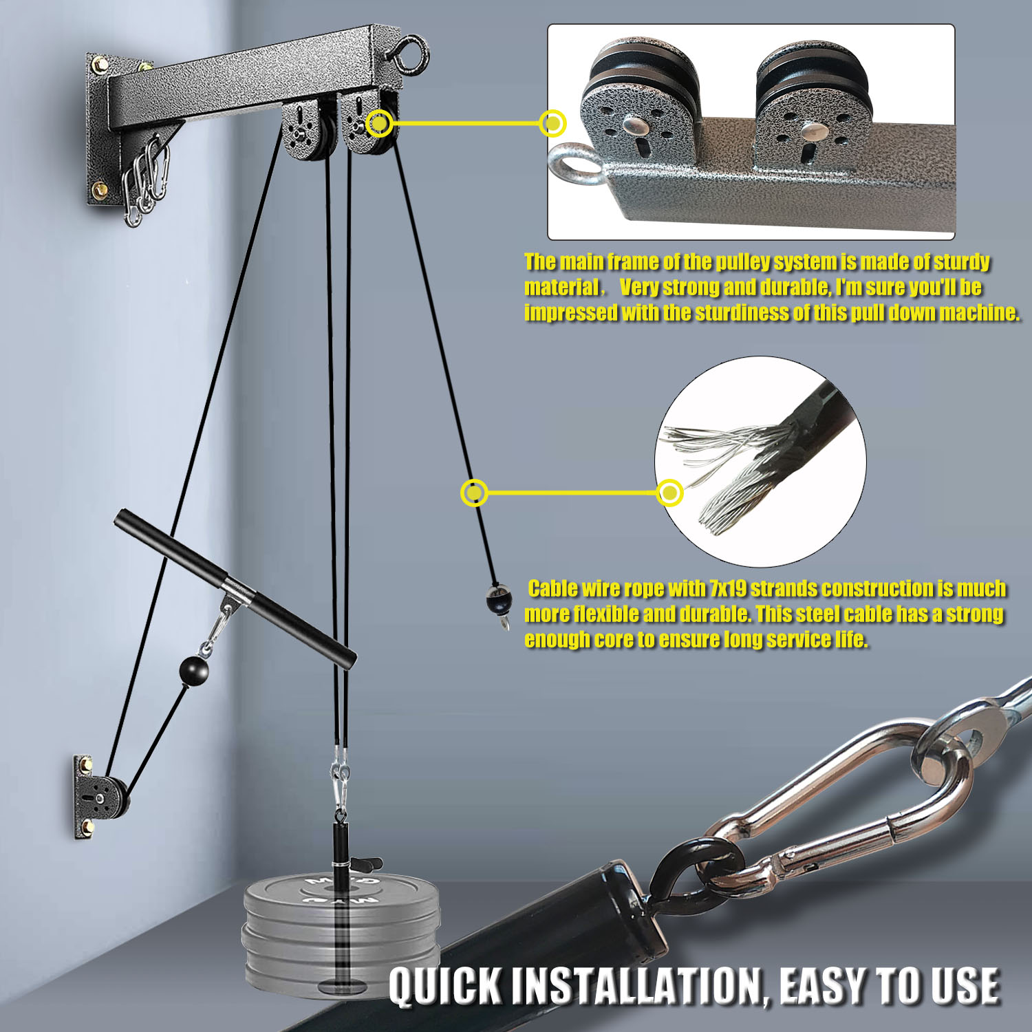 Fitness Wall Mounted Pulley Sy - Home Gym Cable Pulley System review and price