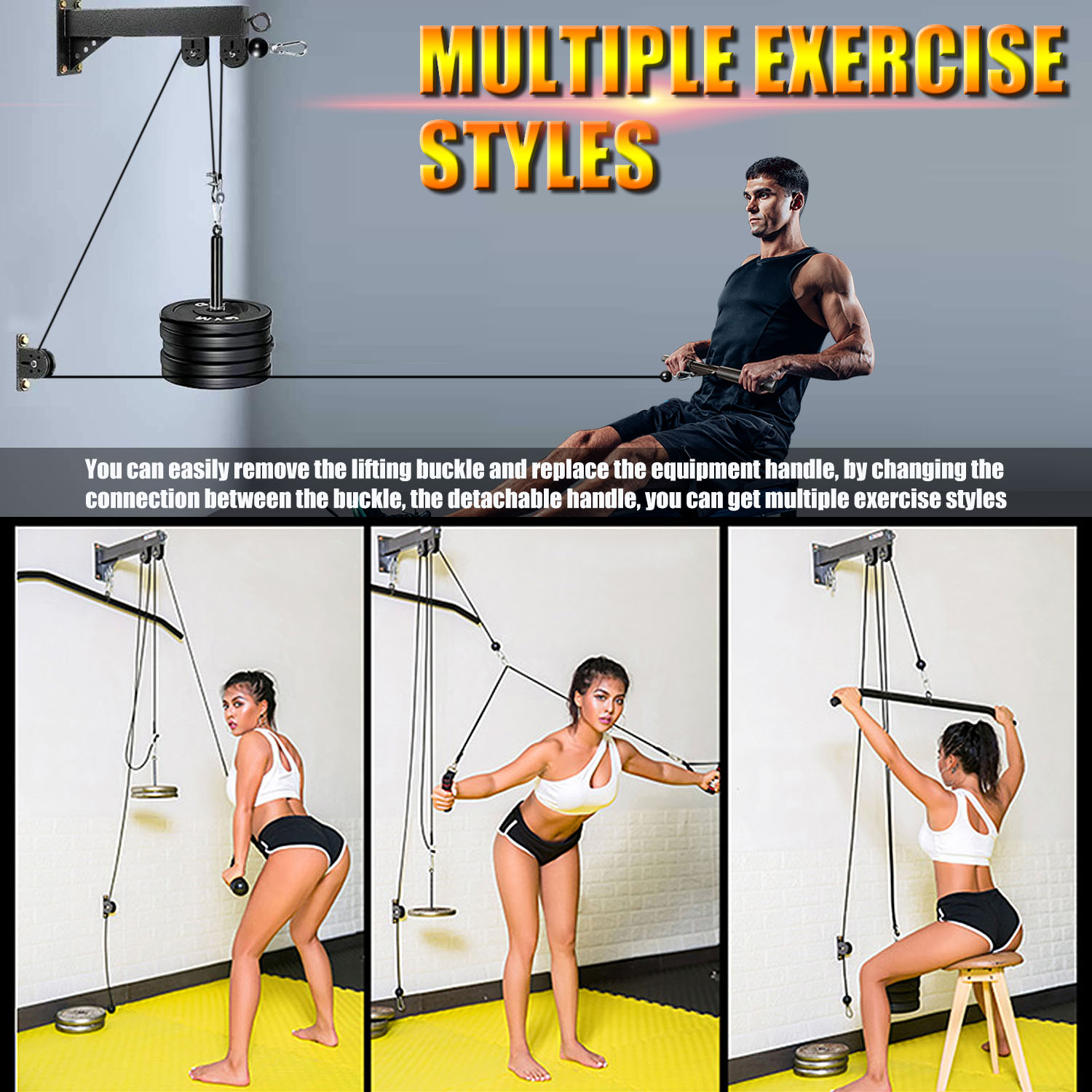 Fitness Wall Mounted Pulley Sy - Home Gym Cable Pulley System review and price